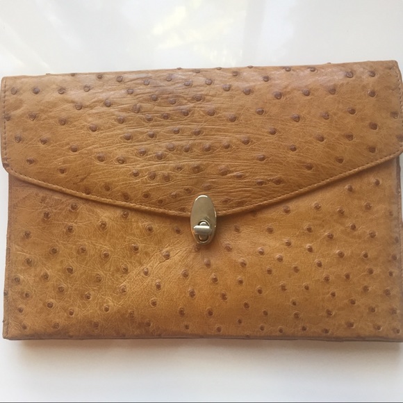 Handbags - Vintage 70s tan ostrich clutch Handbags - Vintage 70s tan ostrich clutch